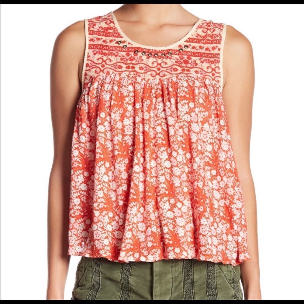 Free People Lucky Coin Floral Tank